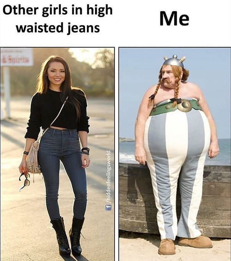 funny memes - other girls in high waisted jeans and me - Other girls in high waisted jeans Me fhiddenfeelingsworld