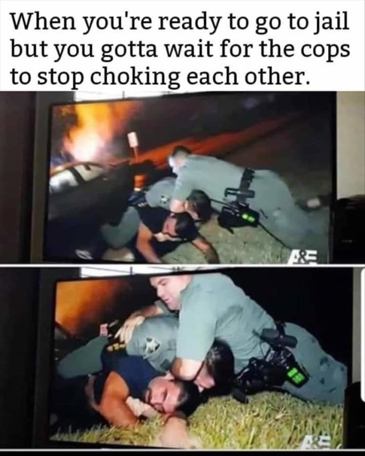 dark-memes-best work friend meme - When you're ready to go to jail but you gotta wait for the cops to stop choking each other.