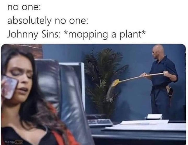 dirty-memes-johnny sins mopping a plant - no one no one absolutely Johnny Sins mopping a plant Memoclub