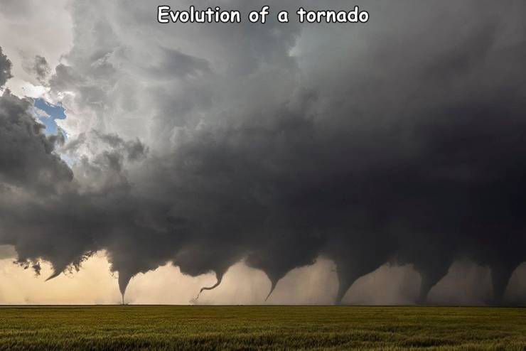 funny random pics - evolution of a tornado - Evolution of a tornado