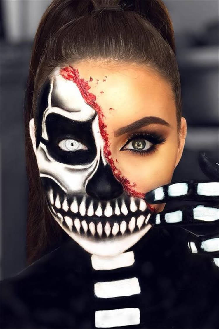 scary pictures - halloween makeup - skeleton makeup look