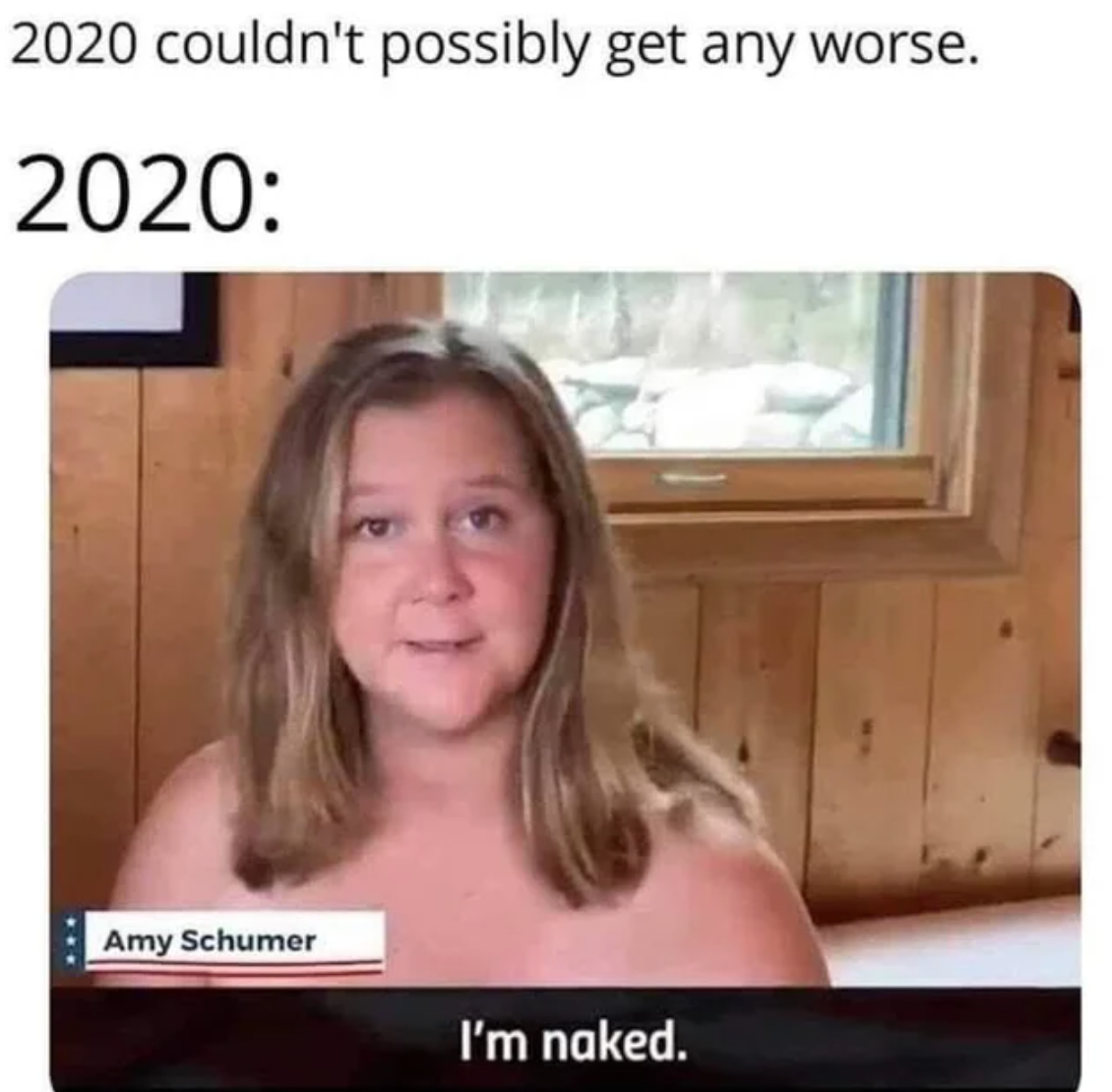 NowThis News - 2020 couldn't possibly get any worse. 2020 Amy Schumer I'm naked.