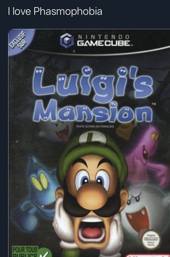 Phasmophobia Memes - luigi's mansion gamecube - I love Phasmophobia Nintendo Gamecube Exclusif Sur Luigi's Mansion De Comanda Pour Tous Diidii