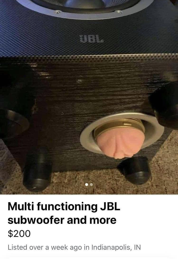 facebook marketplace - is this item still available memes - speaker with fleshlight - Ubl Multi functioning Jbl subwoofer and more $200 Listed over a week ago in Indianapolis, In