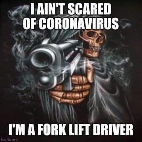 born to shit forced to wipe - I Ain'T Scared Of Coronavirus I'M A Fork Lift Driver imgflip.com