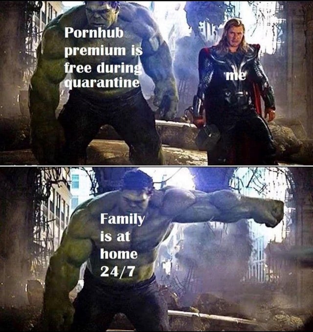 dirty-memes-hulk smashes thor - Pornhub premium is free during quarantine me Family is at home 247