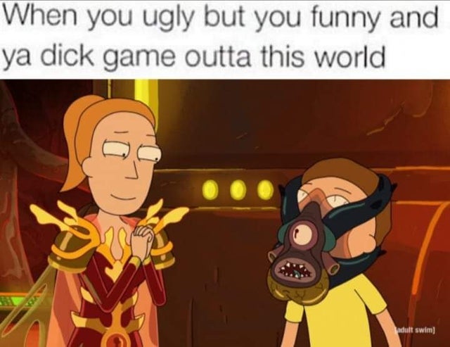 dirty-memes-rick and morty season 4 episode 7 - When you ugly but you funny and ya dick game outta this world ce adult swim