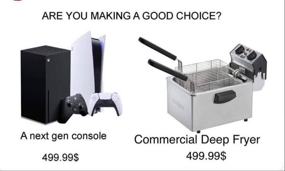 Are You Making A Good Choice? A next gen console Commercial Deep Fryer $499.99