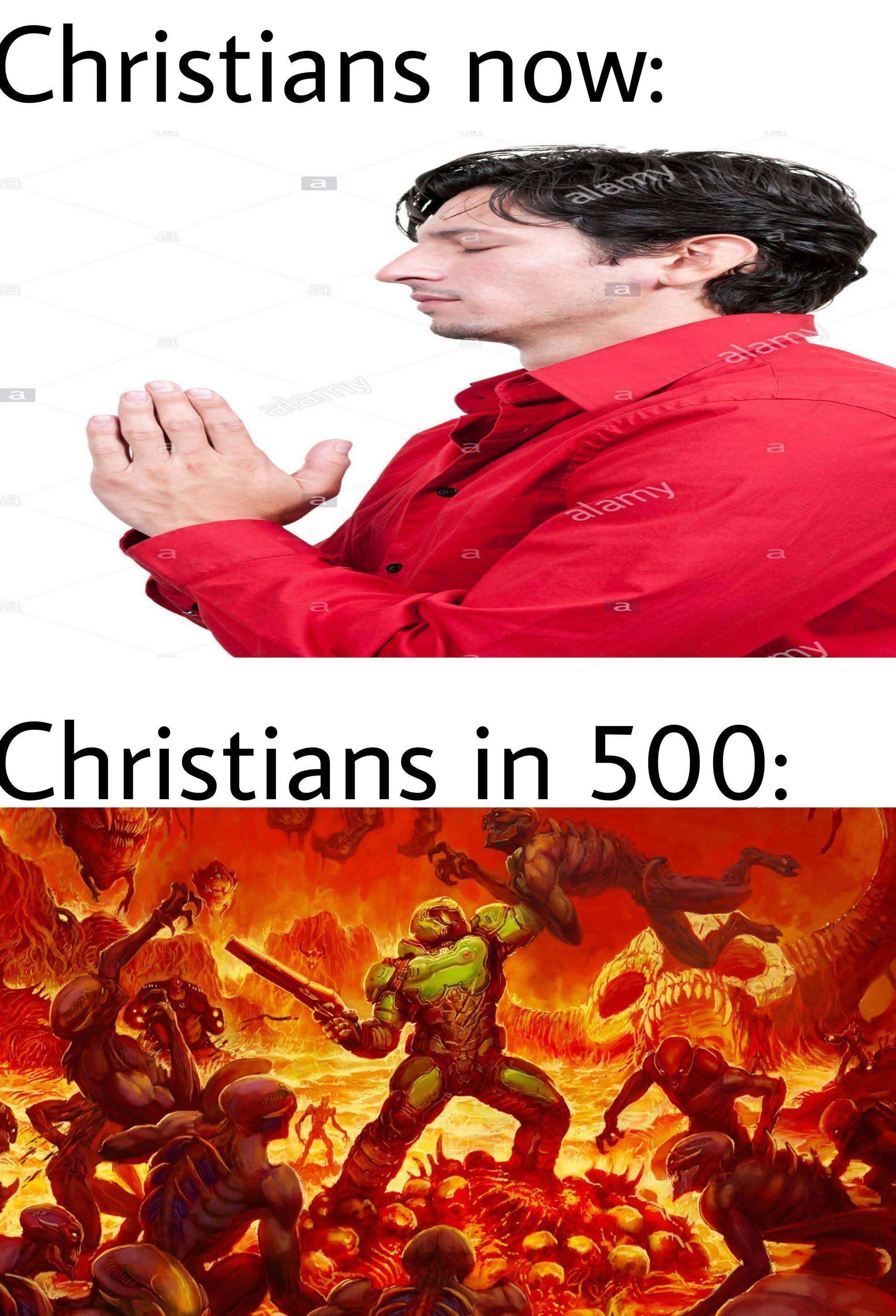 dank memes - doom 2016 art - Christians now Christians in 500