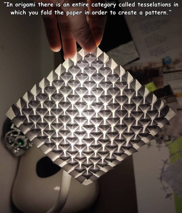 cool pics - material - "In origami there is an entire category called tesselations in which you fold the paper in order to create a pattern."