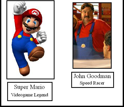funny video game doppelgangers - super mario john goodman speed racer