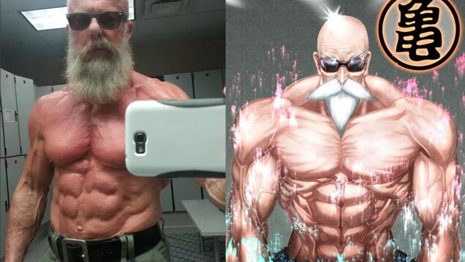 funny video game doppelgangers - old ripped guy master roshi