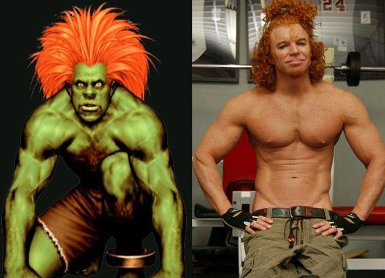 funny video game doppelgangers - blanka from street fighter carrot top