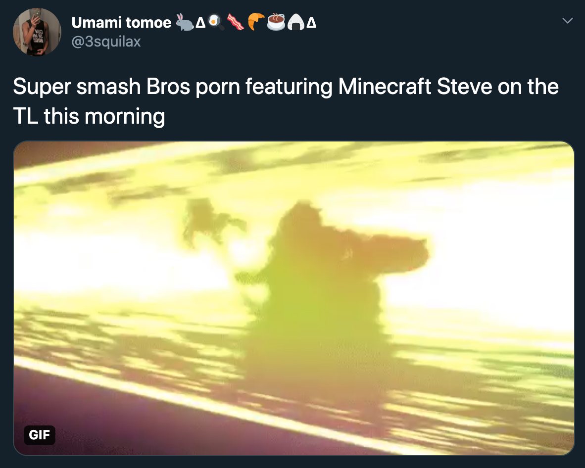 steve minecraft super smash bros. meat penis nsfw - super smash bros porn featuring minecraft steve on the TL this morning