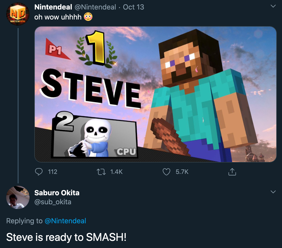 steve minecraft super smash bros. meat penis nsfw - steve is ready to smash
