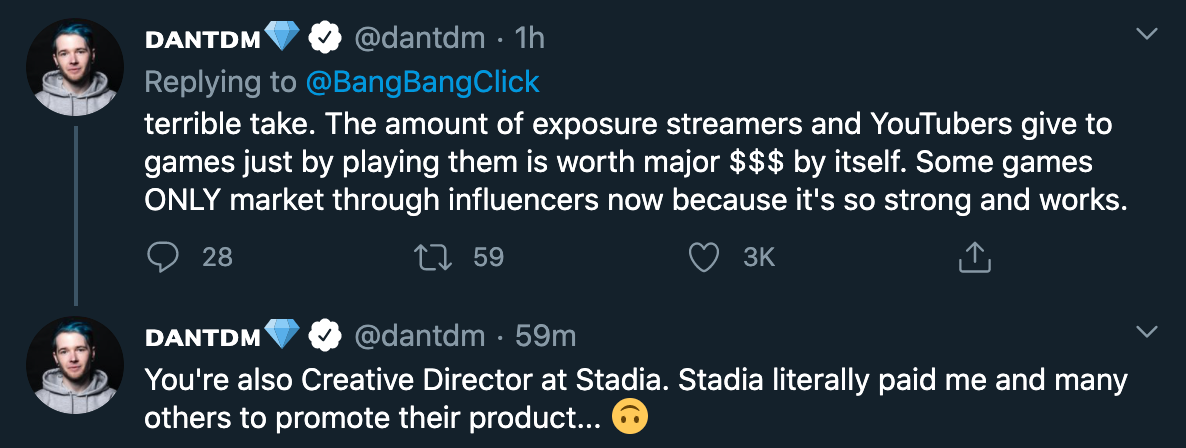 alex hutchinson video game developer streamer royalties - terrible take. The amount of exposure streamers and YouTubers give to games just by playing them is worth major $$$ by itself. Some games Only market through influencers now because it's so strong 