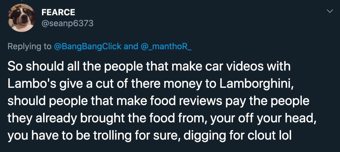 alex hutchinson video game developer streamer royalties - So should all the people that make car videos with Lambo's give a cut of there money to Lamborghini, should people that make food reviews pay the people they already brought the food from your off 