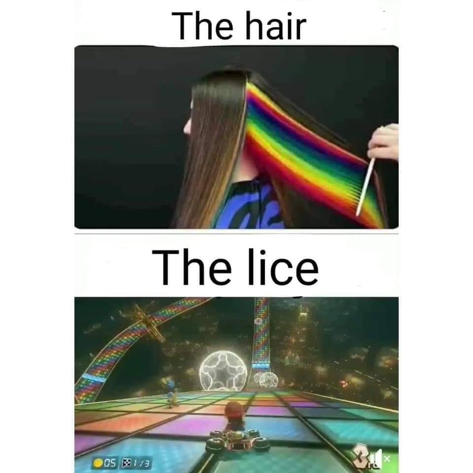 funny video game memes - super mario kart racing The hair The lice