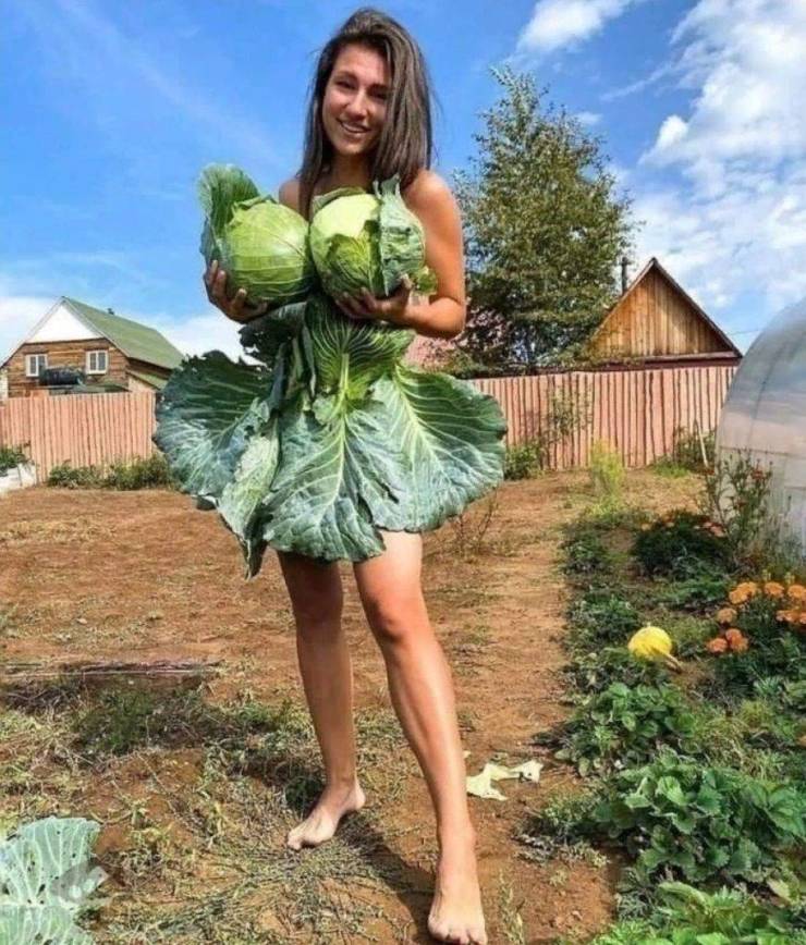random pics - woman with cabbages reddit
