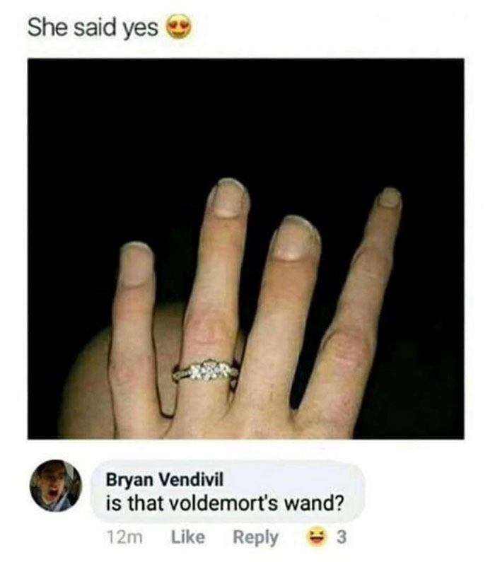 funny pics and memes - she said yes meme - She said yes Bryan Vendivil is that voldemort's wand? 12m 3