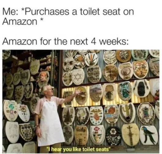 amazon toilet seat meme - Me Purchases a toilet seat on Amazon Amazon for the next 4 weeks I "I hear you toilet seats"
