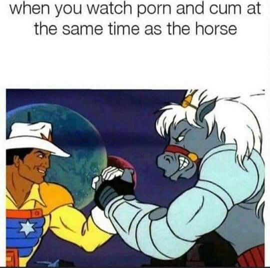 80s cartoons mask - when you watch porn and cum at the same time as the horse