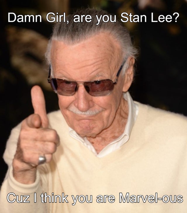 relationship-memes-stan lee approves meme - Damn Girl, are you Stan Lee? Cuz I think you are Marvelous