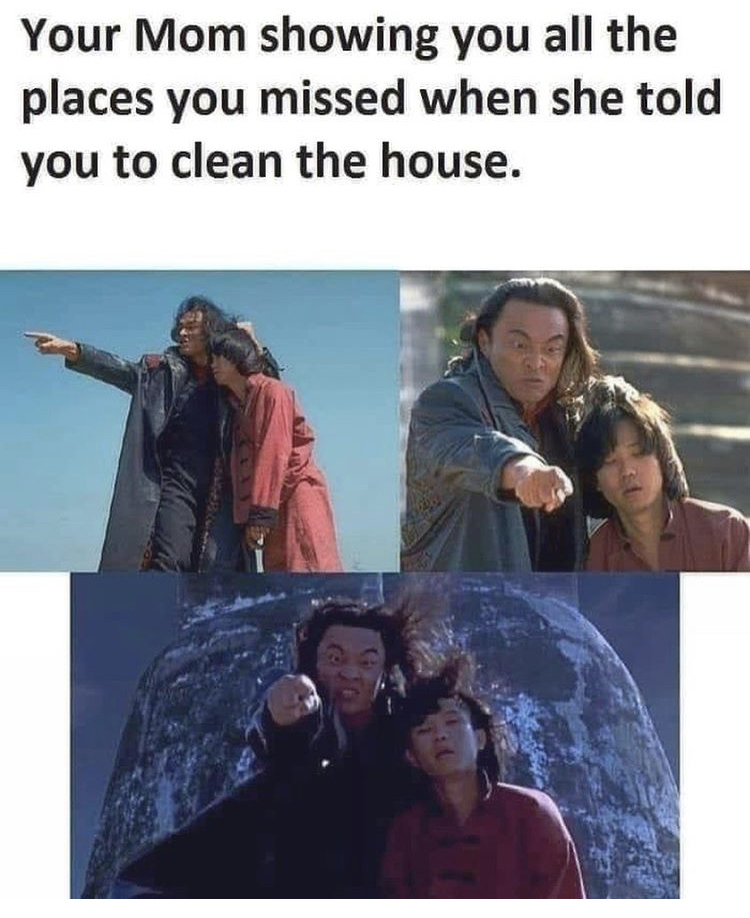 funny memes - shang tsung mortal kombat movie - Your Mom showing you all the places you missed when she told you to clean the house.