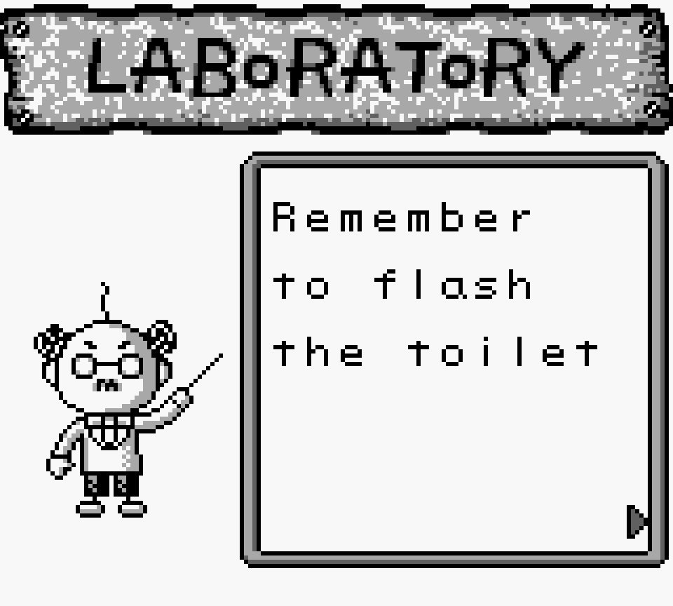 funny video game mistranslations - “Flash the toilet” (Tamagotchi)