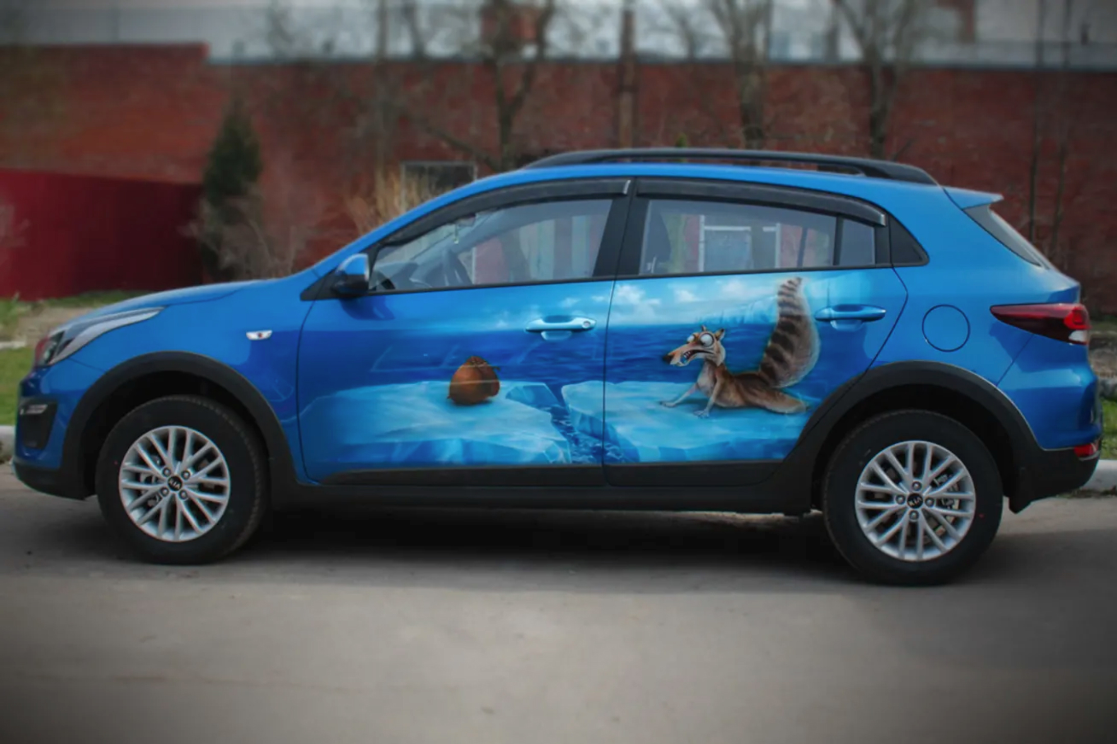 funny airbrushed cars - squirrel from animated movie ice age