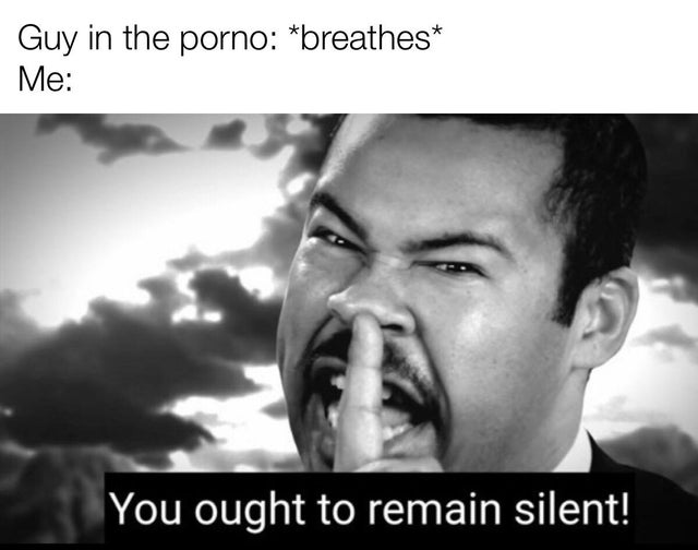 dirty-memes-photo caption - Guy in the porno breathes Me You ought to remain silent!