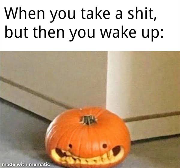 halloween 2020 meme - When you take a shit, but then you wake up made with mematic