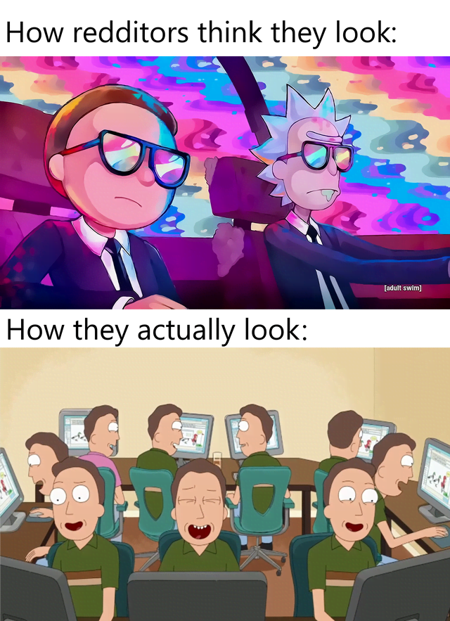jerry smith memes - How redditors think they look adult swim How they actually look