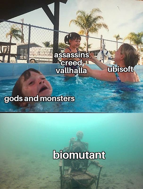 assassin's creed memes - assassins creed 11 vallhalla ubisoft gods and monsters biomutant