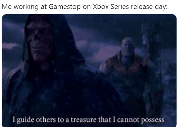 xbox series x release delayed ebay amazon twitter - visual effects - Me working at Gamestop on Xbox Series release day I guide others to a treasure that I cannot possess