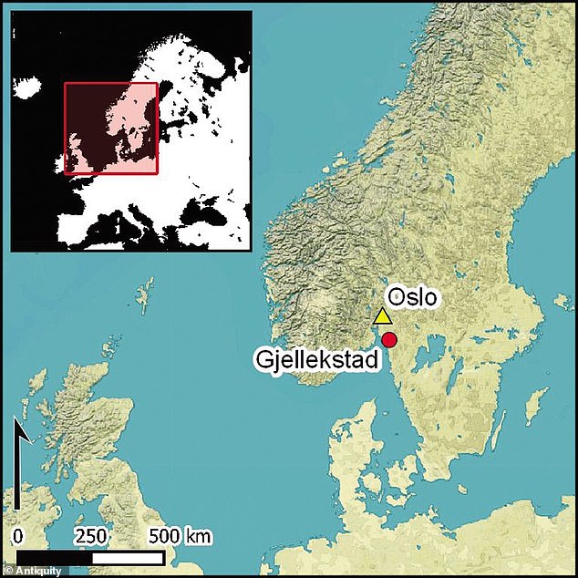 percentage of blue eyes - Oslo Gjellekstad 18 0 250 500 km Antiquity