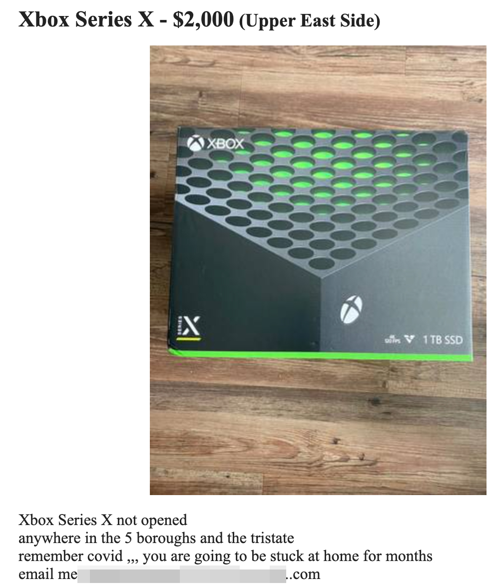 craigslist xbox series x sale listing $2,000