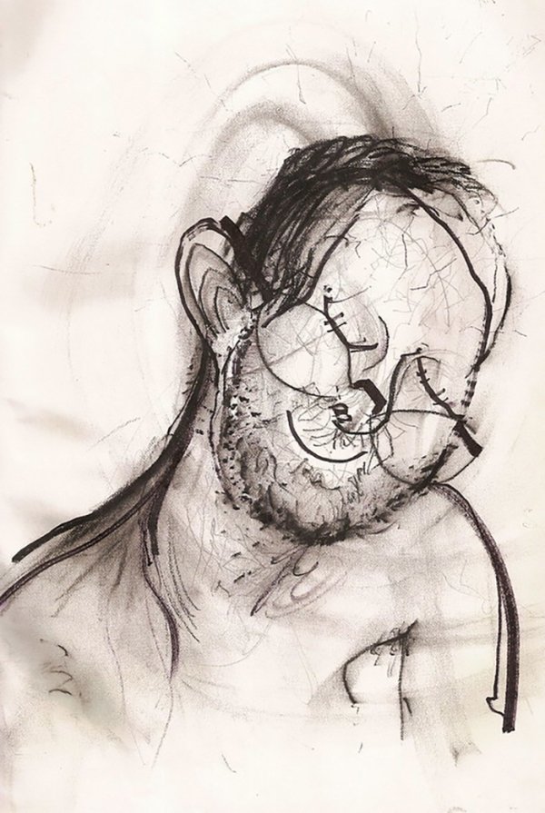 self portraits while on drugs - bryan lewis saunders art