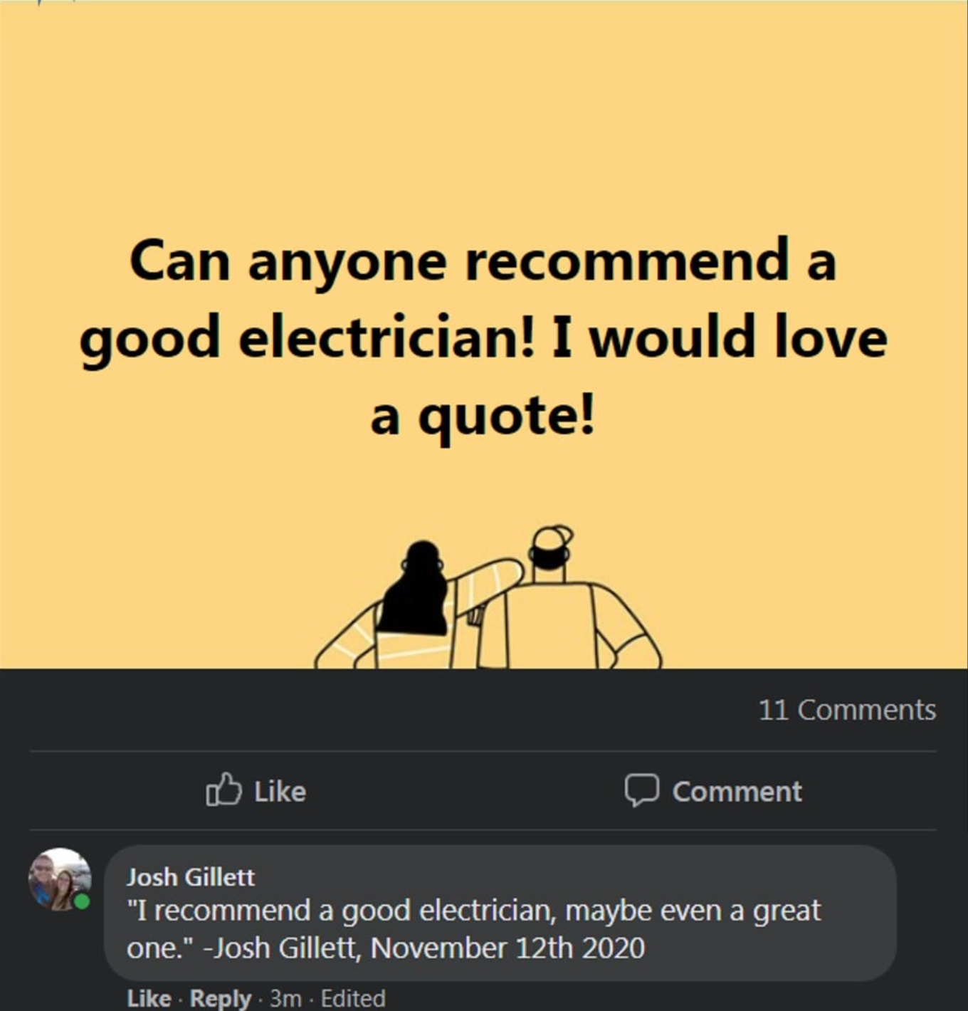 types of kitchen knives - Can anyone recommend a good electrician! I would love a quote! 11 Comment Josh Gillett "I recommend a good electrician, maybe even a great one." Josh Gillett, November 12th 2020 3m Edited