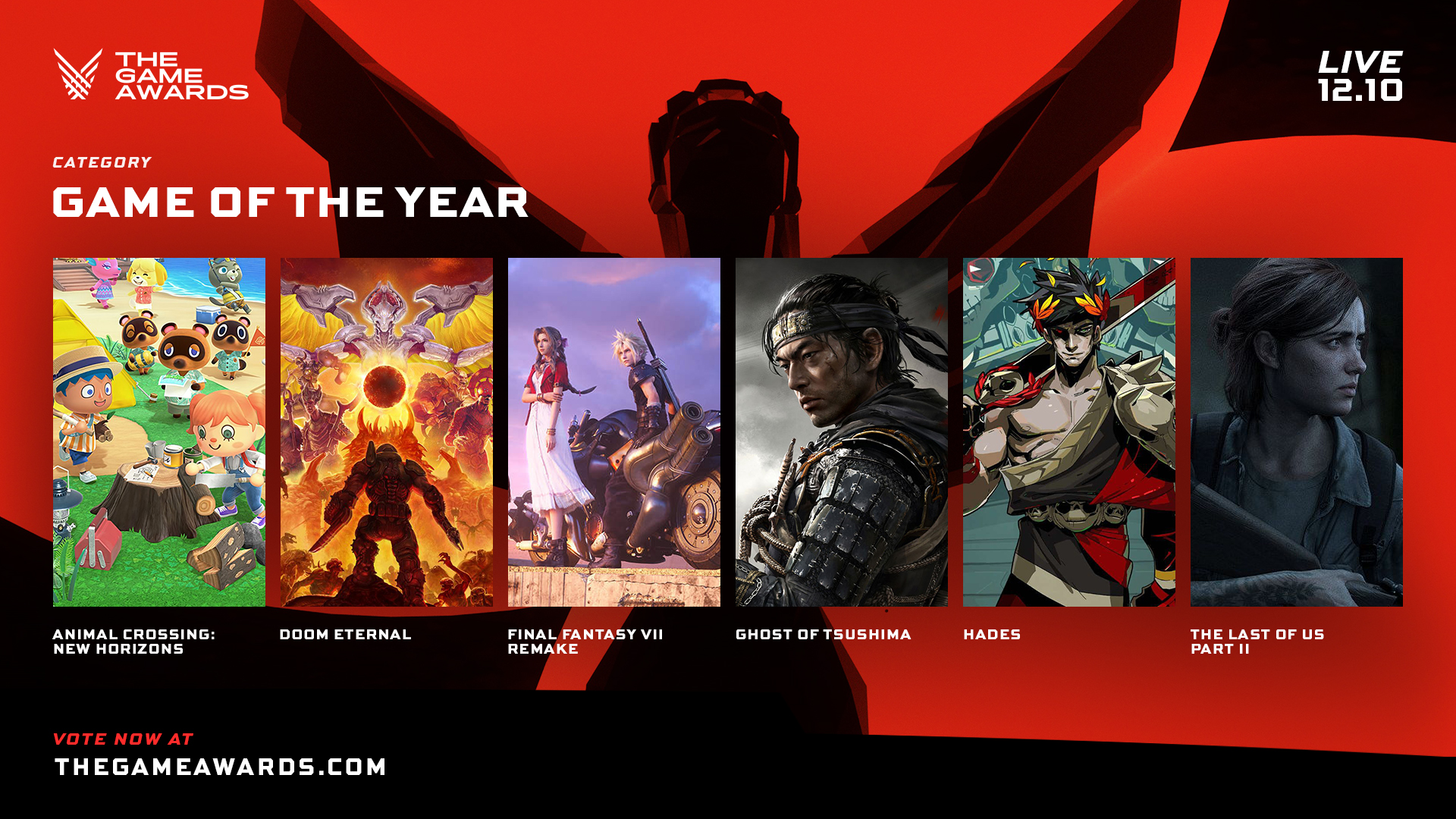 game of the year animal crossing doom eternal final fantasy 7 ghost of tsushima hades the last of us part II