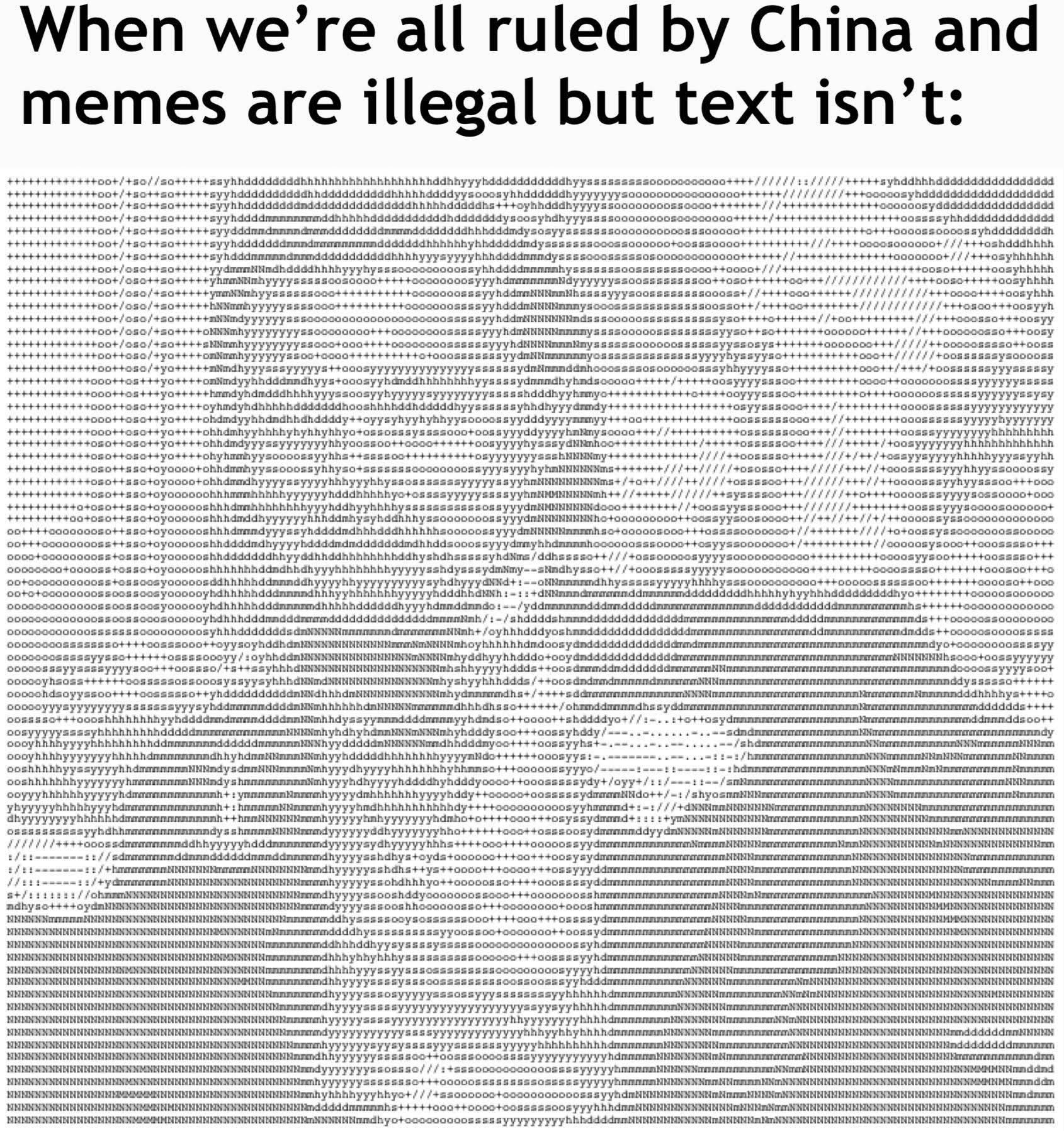 pattern - When we're all ruled by China and memes are illegal but text isn't