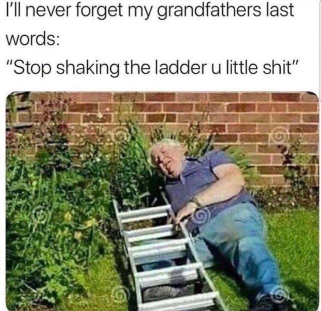 dark-memes-ll never forget my grandpa's last words - I'll never forget my grandfathers last words "Stop shaking the ladder u little shit"