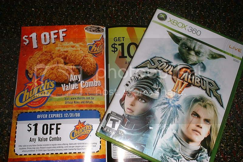 funny video game promotional items - Church’s Chicken Coupon (Soulcalibur IV)