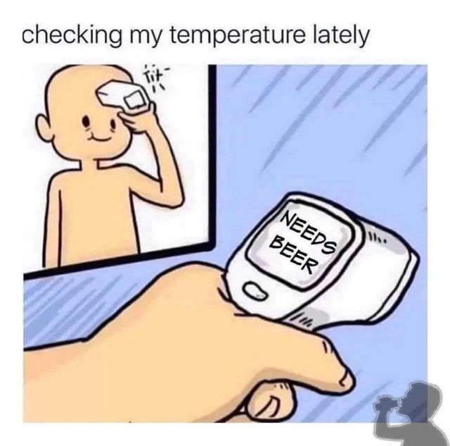 essential worker memes - checking my temperature lately Needs Beer