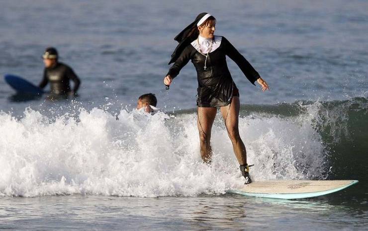 funny memes - surfing nun
