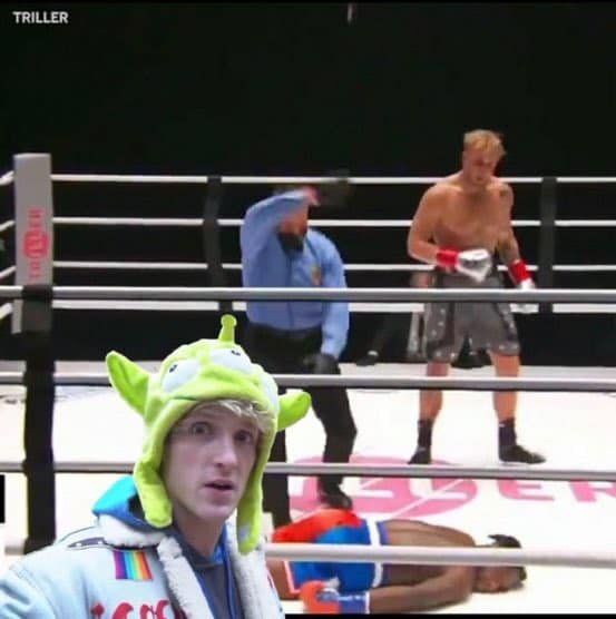 Nate Robinson KO memes - logan paul from the suicide forest ring side at jake vs nate