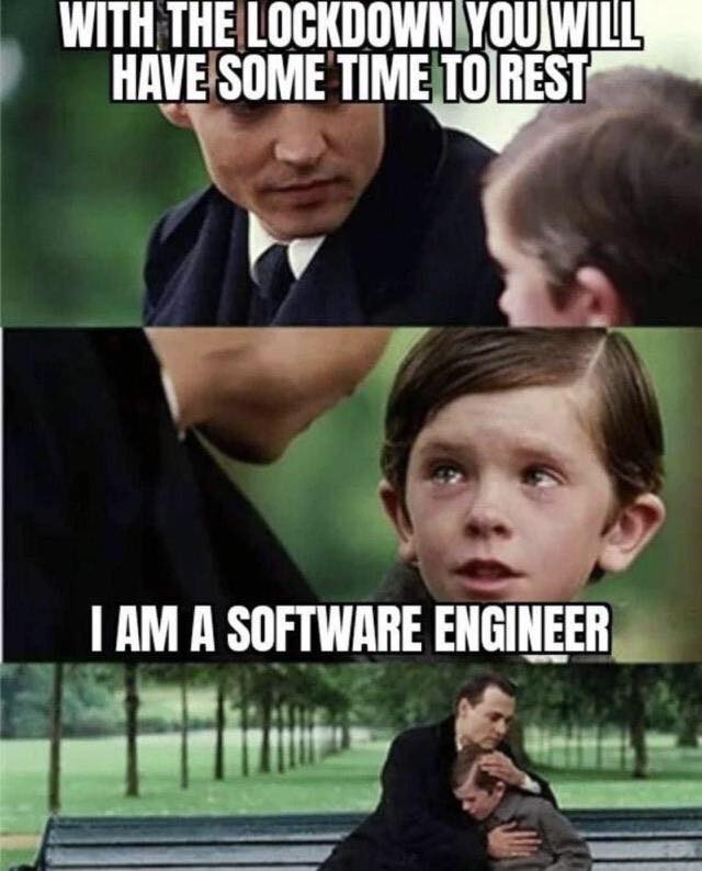 software engineer meme - With The Lockdown You Will Have Some Time To Rest I Am A Software Engineer