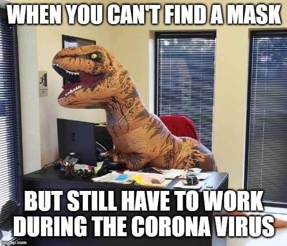 work-memes-trex costume funny - When You Cant Find A Mask 9 But Still Have To Work During The Corona Virus imgp.com