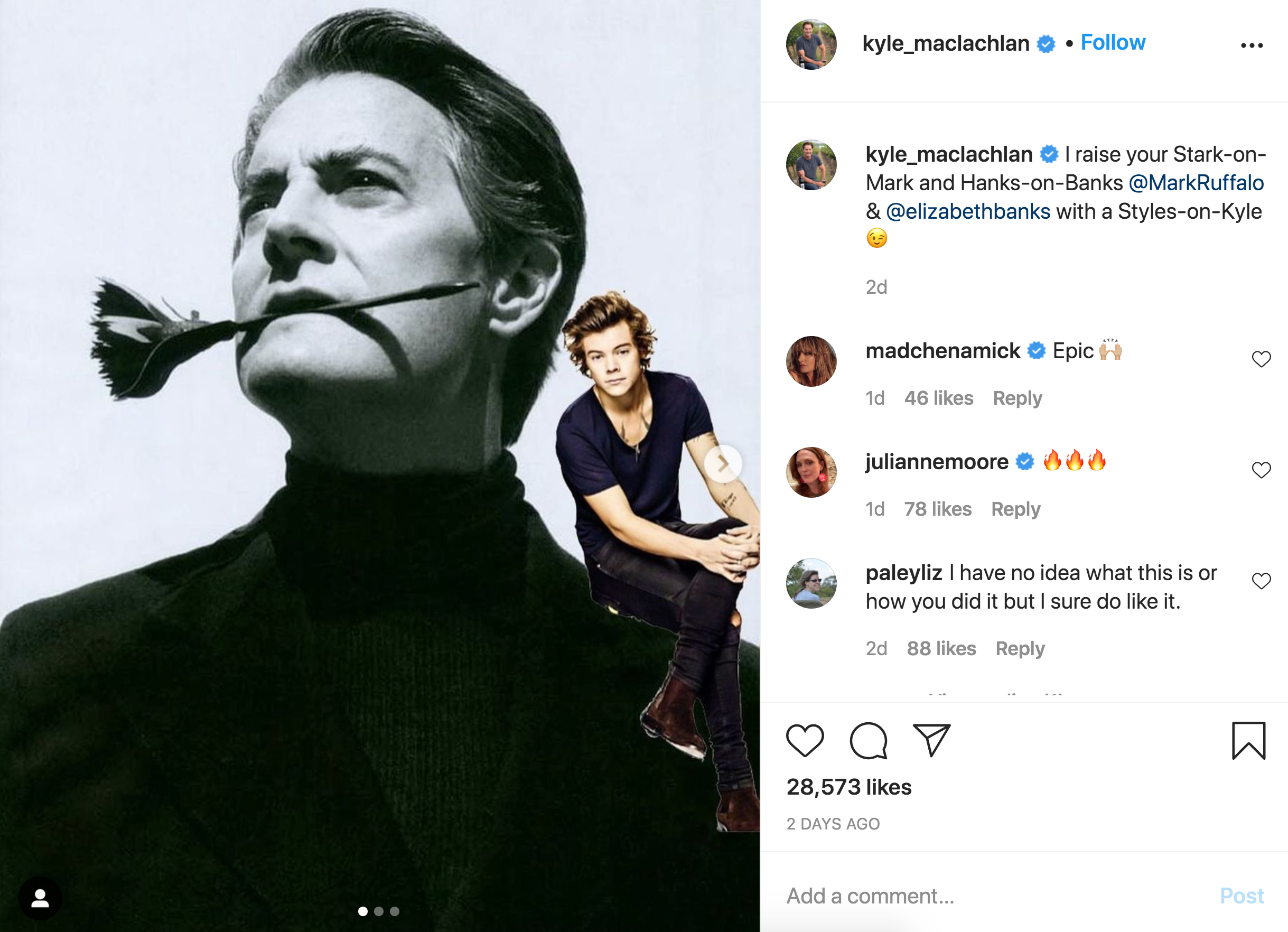 kyle maclachlan rose - kyle_maclachlan kyle_maclachlan I raise your Starkon Mark and HanksonBanks Ruffalo & with a StylesonKyle 2d madchenamick Epic 1d 46 juliannemoore 1d 78 paleyliz I have no idea what this is or how you did it but I sure do it. 2d 88 K