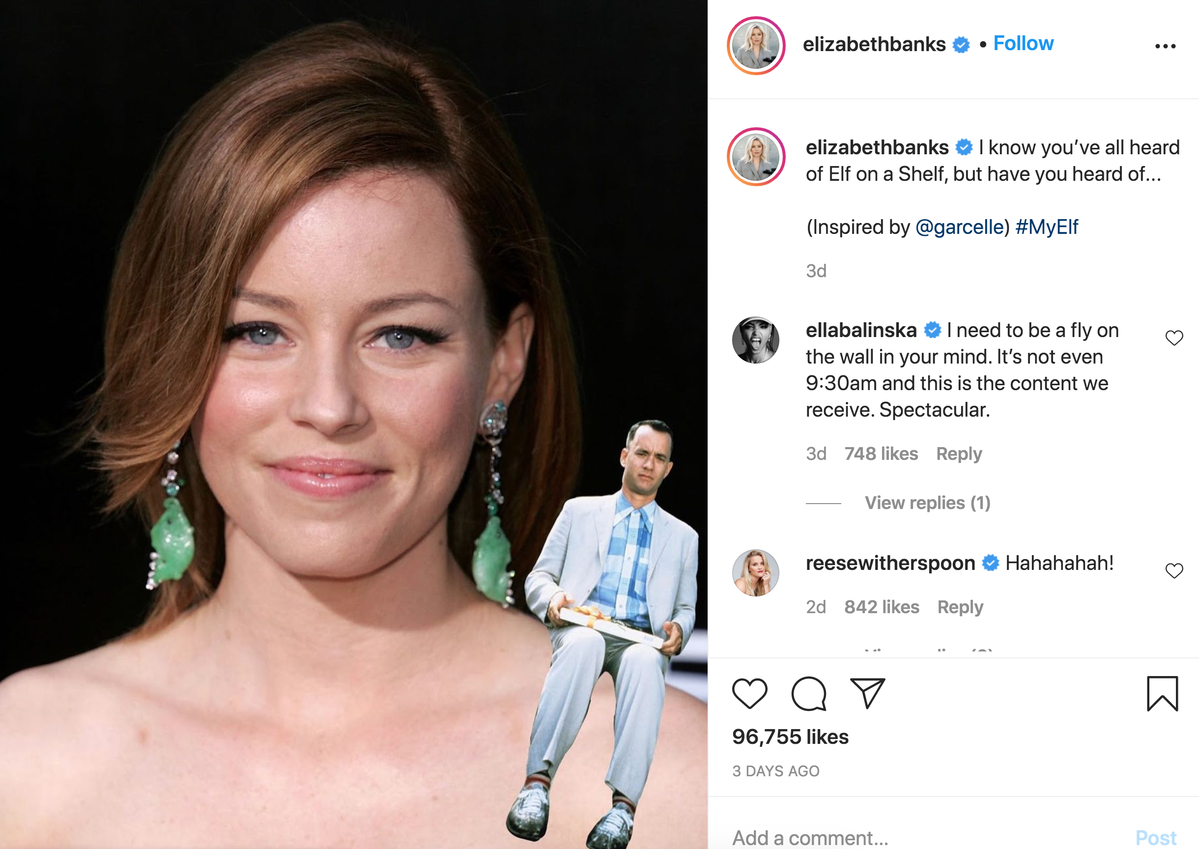 tom hanks forrest gump - elizabethbanks. elizabethbanks I know you've all heard of Elf on a Shelf, but have you heard of... Inspired by 3d ellabalinska I need to be a fly on the wall in your mind. It's not even am and this is the content we receive. Spect